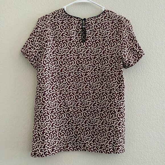 Piamita Burgundy and Cream Floral Silk Blouse - Picture 8 of 8